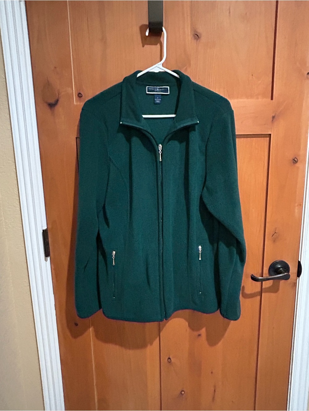 Karen Scott Women's Forest Green Full-Zip Utility Fleece Jacket
